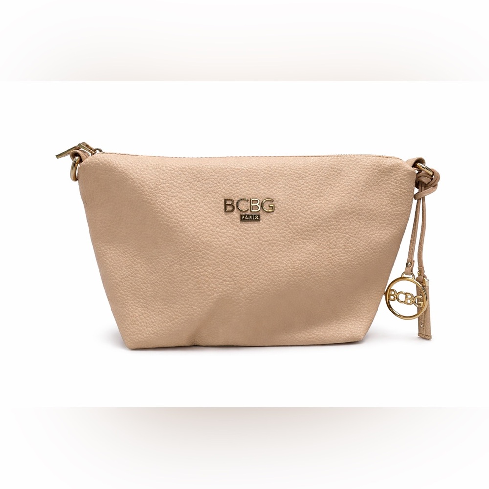 BCBG Paris Beige Bag Insert Organizer Zip Pouch Inner Tote Cosmetic Case